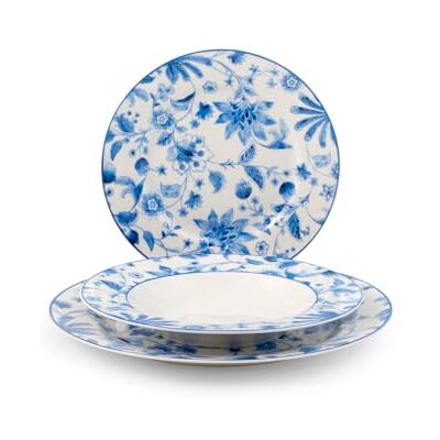 H&H , Service de table 18 pièces Blue Arbor set table complet, assiettes avec décoration bleue, assiettes élégantes, style anglais, passent au lave-vaisselle - Publicité H&H , Service de table 18 pièces Blue Arbor set table complet, assiettes avec décoration bleue, assiettes élégantes, style anglais, passent au lave-vaisselle - Publicité