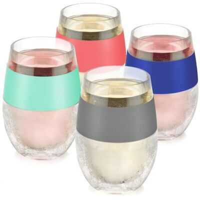 Host Lot de 4 verres réfrigérés isothermes à double paroi avec gel réfrigérant, verres à vin rouge et blanc, 25 cl, Couleurs assorties - Publicité Host Lot de 4 verres réfrigérés isothermes à double paroi avec gel réfrigérant, verres à vin rouge et blanc, 25 cl, Couleurs assorties - Publicité