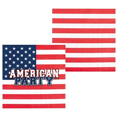 Boland Set 20 Paper napkins 'AMERICAN PARTY' (33 x 33 cm) - Publicité Boland Set 20 Paper napkins 'AMERICAN PARTY' (33 x 33 cm) - Publicité