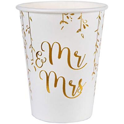 Santex 10 gobelets en carton Just Married métallisés blancs et dorés Blanc Taille Unique - Publicité Santex 10 gobelets en carton Just Married métallisés blancs et dorés Blanc Taille Unique - Publicité