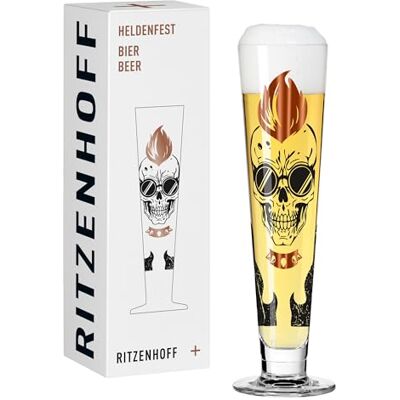 RITZENHOFF 1011018 Verre à bière 330 ml – Série Heldenfest – Motif crâne rond en cuivre, bleu, noir – Fabriqué en Allemagne - Publicité RITZENHOFF 1011018 Verre à bière 330 ml – Série Heldenfest – Motif crâne rond en cuivre, bleu, noir – Fabriqué en Allemagne - Publicité