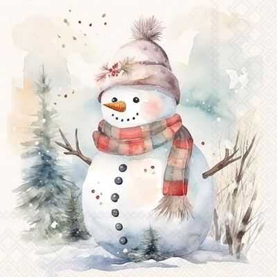 Ambiente Lot de 20 serviettes en papier avec motif bonhomme de neige avec joie Idéales pour le découpage et la technique des serviettes 33 x 33 cm - Publicité Ambiente Lot de 20 serviettes en papier avec motif bonhomme de neige avec joie Idéales pour le découpage et la technique des serviettes 33 x 33 cm - Publicité