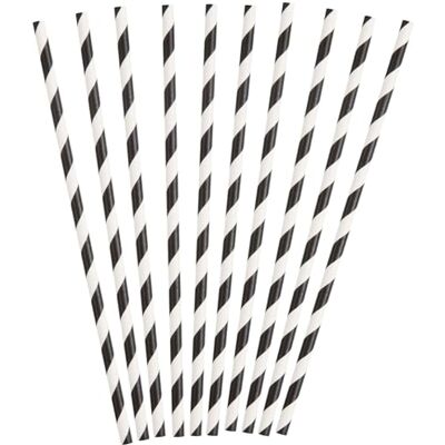Unique UK Lot de 10 pailles en papier à rayures noires 63696 - Publicité Unique UK Lot de 10 pailles en papier à rayures noires 63696 - Publicité
