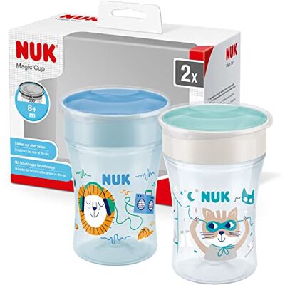 Nuk Magic Cup Tasse d’Apprentissage Bordure 360° Antifuites, pour Bébé 8+ Mois 230 ml, Lion (Bleu) / Chat (Turquoise), 2 Unités - Publicité Nuk Magic Cup Tasse d’Apprentissage Bordure 360° Antifuites, pour Bébé 8+ Mois 230 ml, Lion (Bleu) / Chat (Turquoise), 2 Unités - Publicité
