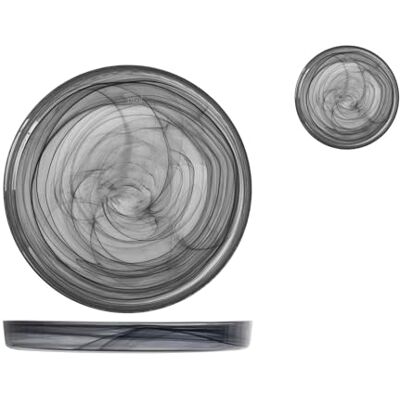 H&H albasten set 6 borden, glas, zwart, 21xh2.5cm - Publicité H&H albasten set 6 borden, glas, zwart, 21xh2.5cm - Publicité