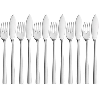 WMF Couverts à poisson Corvo 12 pièces, 6 personnes, service de couverts, fourchette à poisson, couteau à poisson, protection Cromargan partiellement mate en acier inoxydable, résistant aux rayures, - Publicité WMF Couverts à poisson Corvo 12 pièces, 6 personnes, service de couverts, fourchette à poisson, couteau à poisson, protection Cromargan partiellement mate en acier inoxydable, résistant aux rayures, - Publicité