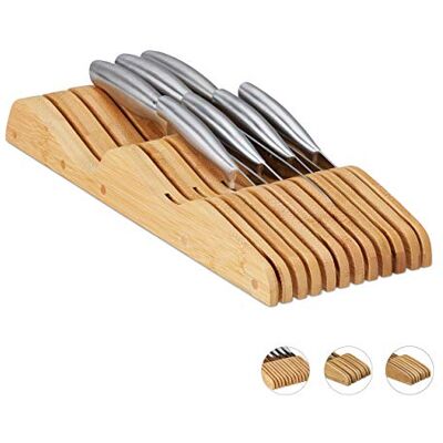 Relaxdays Porte-Couteaux, pour 11, tiroir, Vide, à Poser, Plat, en Bambou Naturel, HLP: 5 x 14,5 x 40 cm, Couleur Nature - Publicité Relaxdays Porte-Couteaux, pour 11, tiroir, Vide, à Poser, Plat, en Bambou Naturel, HLP: 5 x 14,5 x 40 cm, Couleur Nature - Publicité