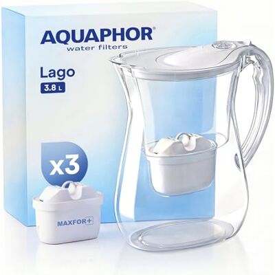 AQUAPHOR Lago Carafe Fitrante Blanc (3 filtres Maxfor) - Publicité AQUAPHOR Lago Carafe Fitrante Blanc (3 filtres Maxfor) - Publicité