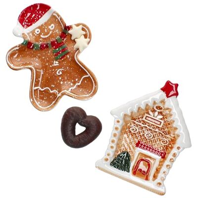 MamboCat Lot de 2 assiettes à biscuits de Noël Petites assiettes en faïence 1 bonhomme en pain d'épice et 1 maison en pain d'épice Assiettes à biscuits et à collation Père Noël Avent - Publicité MamboCat Lot de 2 assiettes à biscuits de Noël Petites assiettes en faïence 1 bonhomme en pain d'épice et 1 maison en pain d'épice Assiettes à biscuits et à collation Père Noël Avent - Publicité