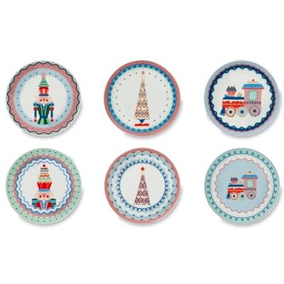 Excelsa Modèle - Assiettes apéritif - 6 pcs - Porcelaine - 15cm - Pastels de Noël - Publicité Excelsa Modèle - Assiettes apéritif - 6 pcs - Porcelaine - 15cm - Pastels de Noël - Publicité