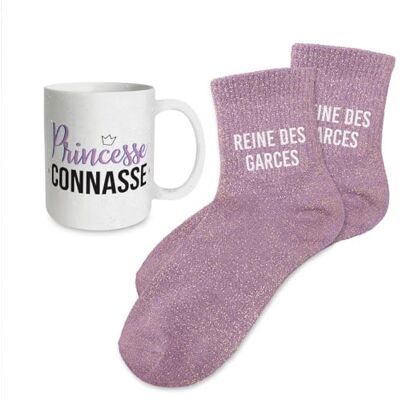 STC Coffret mug chaussettes paillettes affectif reine des garces - Publicité STC Coffret mug chaussettes paillettes affectif reine des garces - Publicité