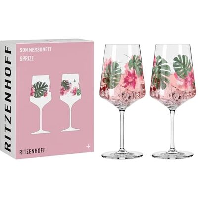 RITZENHOFF 6011001 Verre à apéritif 500 ml set de 2 série Sommersonett N° 1-2 pièces, motif fleurs Made in Germany - Publicité RITZENHOFF 6011001 Verre à apéritif 500 ml set de 2 série Sommersonett N° 1-2 pièces, motif fleurs Made in Germany - Publicité
