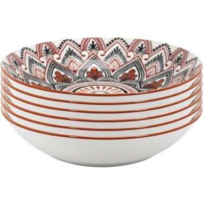 AltoBuy Set de 6 Assiettes Creuses en Porcelaine Orange Mandala (Ø20cm) Mandala - Publicité AltoBuy Set de 6 Assiettes Creuses en Porcelaine Orange Mandala (Ø20cm) Mandala - Publicité