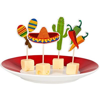 Boland 54412 Brochettes Fiesta Mexico, 12 pièces, longueur de la tige en bois 9 cm, brochettes en bois pour snacks et amuse-bouches, vaisselle de fête, anniversaire, fête à thème, carnaval - Publicité Boland 54412 Brochettes Fiesta Mexico, 12 pièces, longueur de la tige en bois 9 cm, brochettes en bois pour snacks et amuse-bouches, vaisselle de fête, anniversaire, fête à thème, carnaval - Publicité