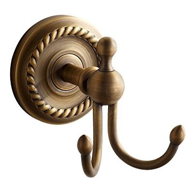 Weare Home Double crochet porte-manteau mural rétro jaune laiton cuivre bronze antique pour accessoires de salle de bain - Publicité Weare Home Double crochet porte-manteau mural rétro jaune laiton cuivre bronze antique pour accessoires de salle de bain - Publicité