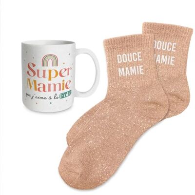 STC Coffret mug chaussettes paillettes affectif douce mamie - Publicité STC Coffret mug chaussettes paillettes affectif douce mamie - Publicité