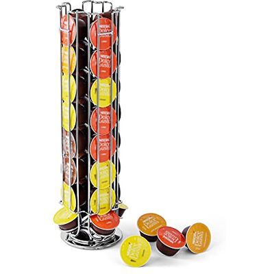 SYSYLY Support rotatif pour 32 capsules Dolce Gusto, distributeur de dosettes de café, base antidérapante, chrome - Publicité SYSYLY Support rotatif pour 32 capsules Dolce Gusto, distributeur de dosettes de café, base antidérapante, chrome - Publicité