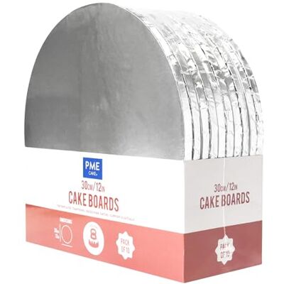 PME Set de 10 Plateaux à gâteau Ronds avec bords enveloppés, Argentées (12" / 30cm), Argentée - Publicité PME Set de 10 Plateaux à gâteau Ronds avec bords enveloppés, Argentées (12" / 30cm), Argentée - Publicité