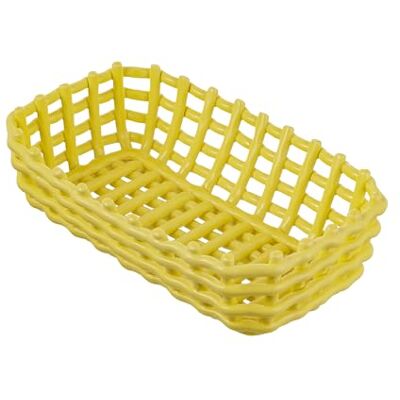 Baroni Home Panier tressé multi-usages en Céramique, Porte-fruits, Centre de table, Vide-poches, Rectangle Jaune, 25x15x7 - Publicité Baroni Home Panier tressé multi-usages en Céramique, Porte-fruits, Centre de table, Vide-poches, Rectangle Jaune, 25x15x7 - Publicité