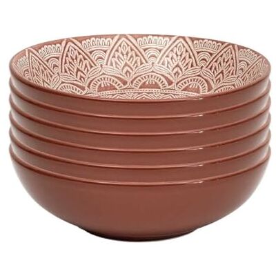 AltoBuy Set de 6 Assiettes Creuses en céramique Terracotta Motif Mandala (Ø18,5 cm) AKKA - Publicité AltoBuy Set de 6 Assiettes Creuses en céramique Terracotta Motif Mandala (Ø18,5 cm) AKKA - Publicité