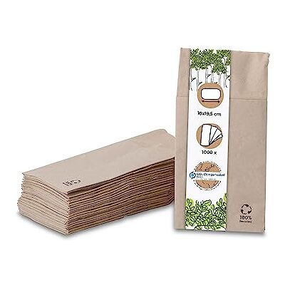 BIOZOYG r-Serviettes à couverts en papier 2 plis 10x19,5cm papier recyclé non blanchi I 40x40cm serviettes brunes pré-pliées en pochettes à couverts I pochettes à couverts I 1000 pces - Publicité BIOZOYG r-Serviettes à couverts en papier 2 plis 10x19,5cm papier recyclé non blanchi I 40x40cm serviettes brunes pré-pliées en pochettes à couverts I pochettes à couverts I 1000 pces - Publicité