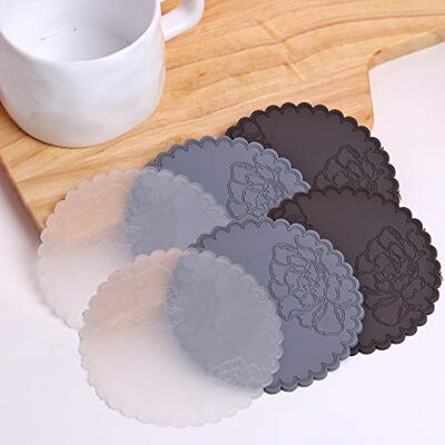 JCSMARTEC Lot de 6 Sous Verre en Silicone Résistant à la Chaleur pour le Bureau, la Maison et la Cuisine 10,2 cm - Publicité JCSMARTEC Lot de 6 Sous Verre en Silicone Résistant à la Chaleur pour le Bureau, la Maison et la Cuisine 10,2 cm - Publicité