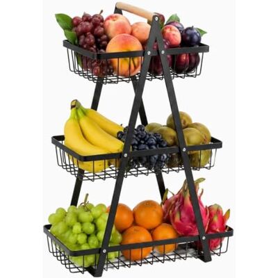 GSHUR Corbeille à fruits à 3 étages Corbeille à fruits à 3 étages Panier à fruits Panier à pain moderne pour décoration de cuisine, légumes, fruits, collations (noir, carré) - Publicité GSHUR Corbeille à fruits à 3 étages Corbeille à fruits à 3 étages Panier à fruits Panier à pain moderne pour décoration de cuisine, légumes, fruits, collations (noir, carré) - Publicité