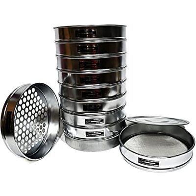 Babhlora Ensemble de tamis Paquet de tamis de sol Tamis de test standard de laboratoire Tamis d'échantillon à trou rond horticole R30cm Ouverture 0,075-60mm Couvercle et plateau 11pcs - Publicité Babhlora Ensemble de tamis Paquet de tamis de sol Tamis de test standard de laboratoire Tamis d'échantillon à trou rond horticole R30cm Ouverture 0,075-60mm Couvercle et plateau 11pcs - Publicité
