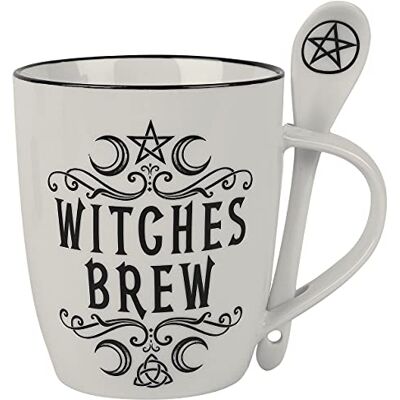 Alchemy Gothic Ensemble tasse et cuillère Witches Brew Blanc/Noir - Publicité Alchemy Gothic Ensemble tasse et cuillère Witches Brew Blanc/Noir - Publicité