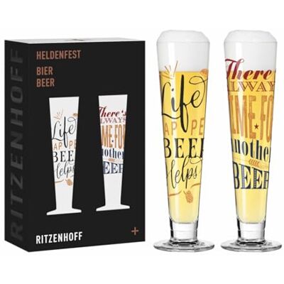 RITZENHOFF 6271002 Lot de 2 verres à bière 330 ml – Série Heldenfest – Avec inscription en allemand – Multicolore – Fabriqué en Allemagne - Publicité RITZENHOFF 6271002 Lot de 2 verres à bière 330 ml – Série Heldenfest – Avec inscription en allemand – Multicolore – Fabriqué en Allemagne - Publicité