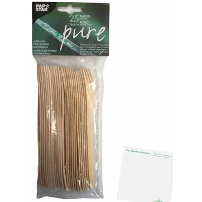 usy Papstar Lot de 25 fourchettes jetables en bois 16,5 cm + bloc - Publicité usy Papstar Lot de 25 fourchettes jetables en bois 16,5 cm + bloc - Publicité