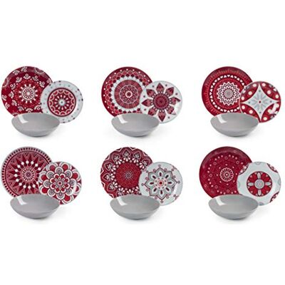 Excelsa Mandala Red Service de vaisselle 18 pièces, porcelaine - Publicité Excelsa Mandala Red Service de vaisselle 18 pièces, porcelaine - Publicité