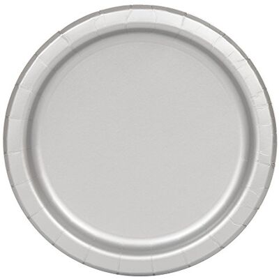 Unique 33448 Paquet de 16 Assiettes en Carton 21,9 cm Argent - Publicité Unique 33448 Paquet de 16 Assiettes en Carton 21,9 cm Argent - Publicité