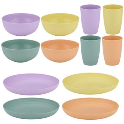 alpina Set de Assiette Camping pour 4 Personnes Vaisselle Plastique Reutilisable Gobelets, Assiettes et Bols en Plastique Ensemble de Vaisselle de 12 pièces Lavable au Lave-Vaisselle - Publicité alpina Set de Assiette Camping pour 4 Personnes Vaisselle Plastique Reutilisable Gobelets, Assiettes et Bols en Plastique Ensemble de Vaisselle de 12 pièces Lavable au Lave-Vaisselle - Publicité