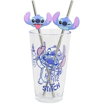 Stor Set Verre avec Pailles en Acier Inoxydable Stitch 480ml Sans BPA, Parfait pour Boissons Froides et Chaudes - Publicité Stor Set Verre avec Pailles en Acier Inoxydable Stitch 480ml Sans BPA, Parfait pour Boissons Froides et Chaudes - Publicité