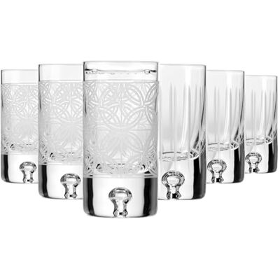 Krosno – Verres à Vodka, Liqueur et Spiritueux 50 ml, Lot de 6 – Verre en Cristal – 2 Motifs de Taille – Faits et Taillés à la Main – Collection Saga – Idéal comme Cadeau - Publicité Krosno – Verres à Vodka, Liqueur et Spiritueux 50 ml, Lot de 6 – Verre en Cristal – 2 Motifs de Taille – Faits et Taillés à la Main – Collection Saga – Idéal comme Cadeau - Publicité