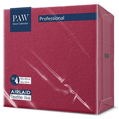 PAW Decor Collection PAW Serviettes Airlaid (40 x 40 cm) I 50 pièces I Unicolore I Semblable à du tissu I Élégante décoration de table I HoReCa I Pour les occasions comme mariages, les fêtes I Color: Bordeaux - Publicité PAW Decor Collection PAW Serviettes Airlaid (40 x 40 cm) I 50 pièces I Unicolore I Semblable à du tissu I Élégante décoration de table I HoReCa I Pour les occasions comme mariages, les fêtes I Color: Bordeaux - Publicité