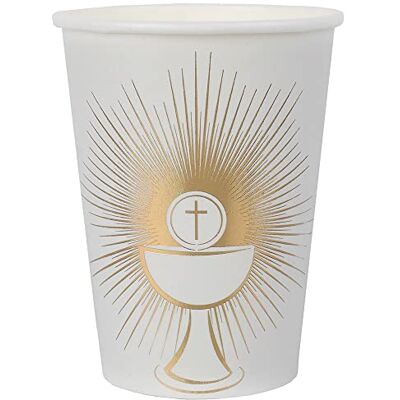 Santex 10 GOBELETS Communion Carton 7.8X9.7CM Blanc Or - Publicité Santex 10 GOBELETS Communion Carton 7.8X9.7CM Blanc Or - Publicité