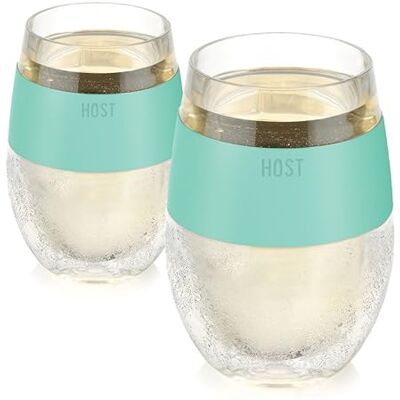Host Lot de 2 verres réfrigérés isothermes à double paroi avec gel réfrigérant, verres à vin rouge et blanc, 25 cl, Menthe. Publicité Host Lot de 2 verres réfrigérés isothermes à double paroi avec gel réfrigérant, verres à vin rouge et blanc, 25 cl, Menthe. Publicité