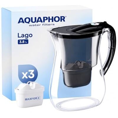 AQUAPHOR Lago Carafe Filtrante Noir (3 filtres Maxfor) - Publicité AQUAPHOR Lago Carafe Filtrante Noir (3 filtres Maxfor) - Publicité