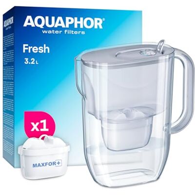 AQUAPHOR Fresh Carafe Filtrante 3,2 L avec (1) Filtre à Eau Maxfor+ (Gris) - Publicité AQUAPHOR Fresh Carafe Filtrante 3,2 L avec (1) Filtre à Eau Maxfor+ (Gris) - Publicité