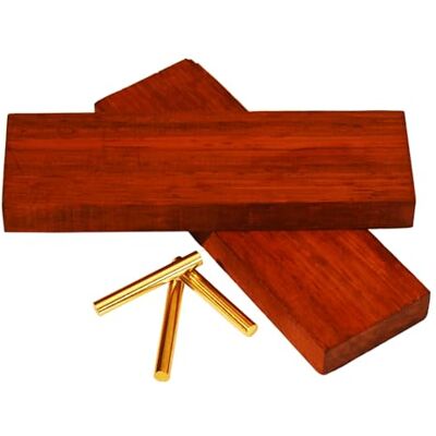 YVZOTCK Lot de 6 couteaux en bois de poirier rouge, 2 poignées (12,7 x 4 x 1,8 cm), 3 broches en laiton (3,5 x 0,6 cm), 6 pièces - Publicité YVZOTCK Lot de 6 couteaux en bois de poirier rouge, 2 poignées (12,7 x 4 x 1,8 cm), 3 broches en laiton (3,5 x 0,6 cm), 6 pièces - Publicité