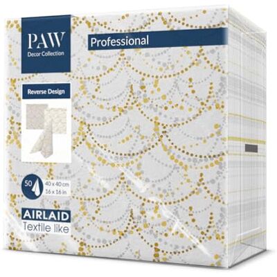 PAW Decor Collection PAW Serviette de Table Papier Airlaid (40 x 40 cm) I 50 Pièces I Idéal pour Mariage, Baptême, Communion, Anniversaire I Décoration de Table avec Motif au Dos I Guirlande Festive Inversée - Publicité PAW Decor Collection PAW Serviette de Table Papier Airlaid (40 x 40 cm) I 50 Pièces I Idéal pour Mariage, Baptême, Communion, Anniversaire I Décoration de Table avec Motif au Dos I Guirlande Festive Inversée - Publicité