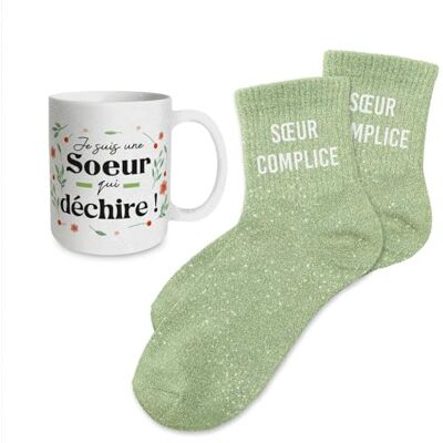 STC Coffret mug chaussettes paillettes affectif soeur complice - Publicité STC Coffret mug chaussettes paillettes affectif soeur complice - Publicité