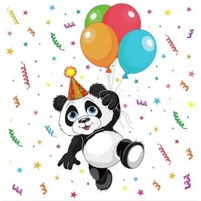 Malagro Lot de 20 serviettes en papier pour enfant Motif panda sur ballons 33 x 33 cm - Publicité Malagro Lot de 20 serviettes en papier pour enfant Motif panda sur ballons 33 x 33 cm - Publicité