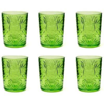 Excelsa Color Tumbler Lot de 6 verres en verre décorés, multicolore, décor en relief, 350 ml, 8 x 10 cm (vert) - Publicité Excelsa Color Tumbler Lot de 6 verres en verre décorés, multicolore, décor en relief, 350 ml, 8 x 10 cm (vert) - Publicité