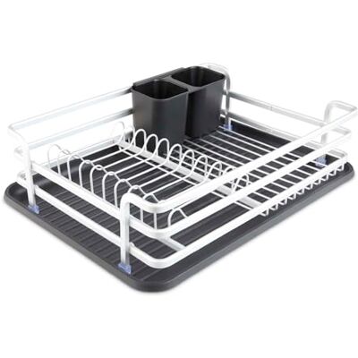 TOWER T814006BLK Égouttoir à Vaisselle en Aluminium avec Porte-Couverts Amovible, égouttoir et Plateau Anti-Goutte, Acier Inoxydable - Publicité TOWER T814006BLK Égouttoir à Vaisselle en Aluminium avec Porte-Couverts Amovible, égouttoir et Plateau Anti-Goutte, Acier Inoxydable - Publicité