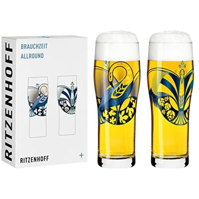 Ensemble de 2 verres à bière de blé Ritzenhoff Brauchzeit - Verre Set - Publicité Ensemble de 2 verres à bière de blé Ritzenhoff Brauchzeit - Verre Set - Publicité