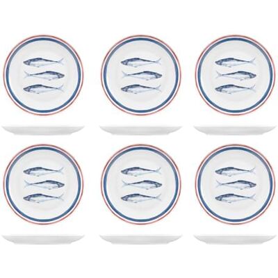 H&H Lot de 6 assiettes à fruits, ligne Nautica, ø 20 cm, en gros, lavables au lave-vaisselle - Publicité H&H Lot de 6 assiettes à fruits, ligne Nautica, ø 20 cm, en gros, lavables au lave-vaisselle - Publicité