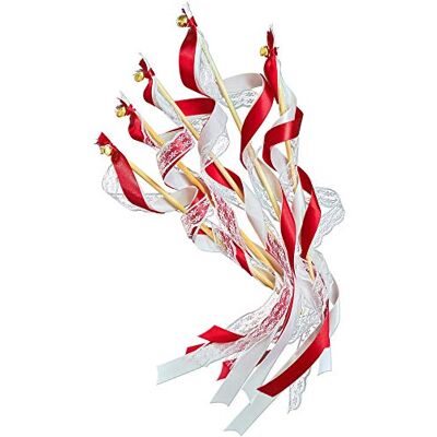 EinsSein 20x Baguettes de Mariage Romantiques avec Rubans Rouges et Clochettes Bâtons Vive les Mariés Accessoires Sortie Église ou Mairie Décoration Bois Mariée et Marié - Publicité EinsSein 20x Baguettes de Mariage Romantiques avec Rubans Rouges et Clochettes Bâtons Vive les Mariés Accessoires Sortie Église ou Mairie Décoration Bois Mariée et Marié - Publicité